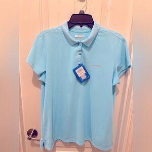 NWT Ladies XL Columbia Sky Blue PFG Polo Shirt